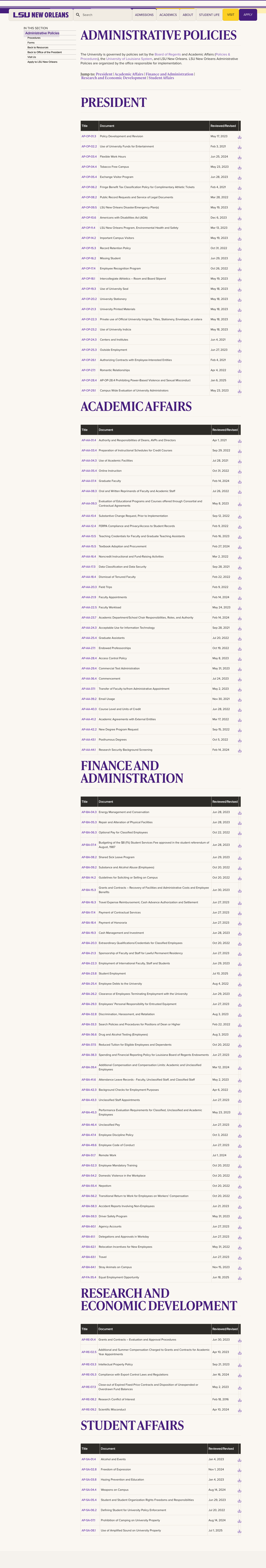 about-lsuneworleans-office-of-the-president-resources-administrative-policies desktop